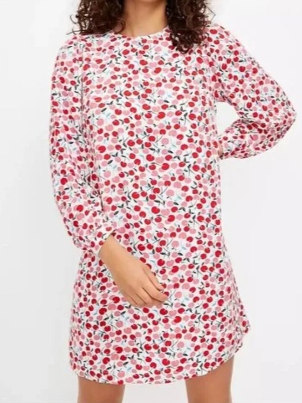 Loft Cherry Print Shift Dress Size XS